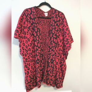 Chico's Magenta Pink Purple Leopard Print Shawl Size S/M